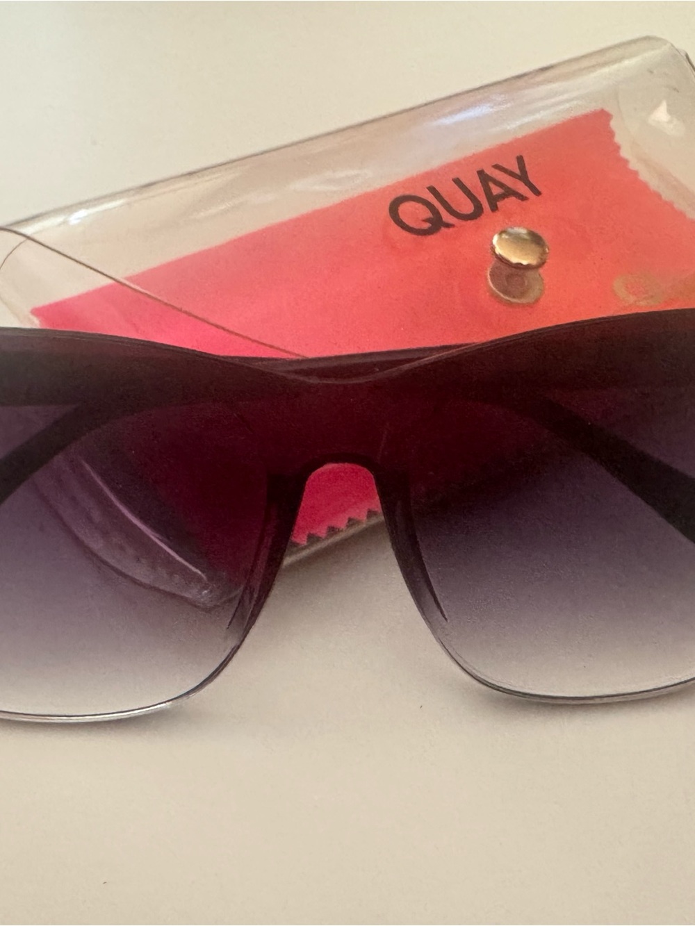 Quay Australia Shield Sunglasses with Purple Gradient Lenses